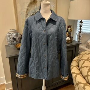 Burberry Blue Quilted Jacket Size Large